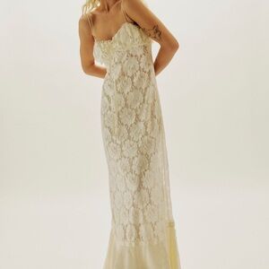 For Love And Lemons Cream Lace Backless Dress